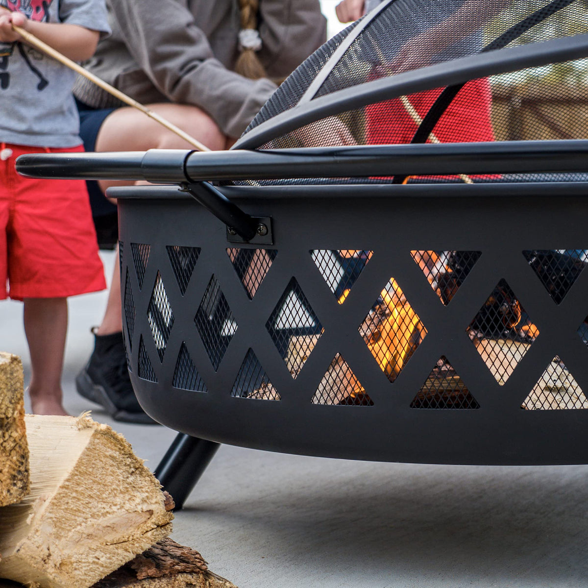 42” Wood Burning Patio Fire Pit with Spark Screen J24822