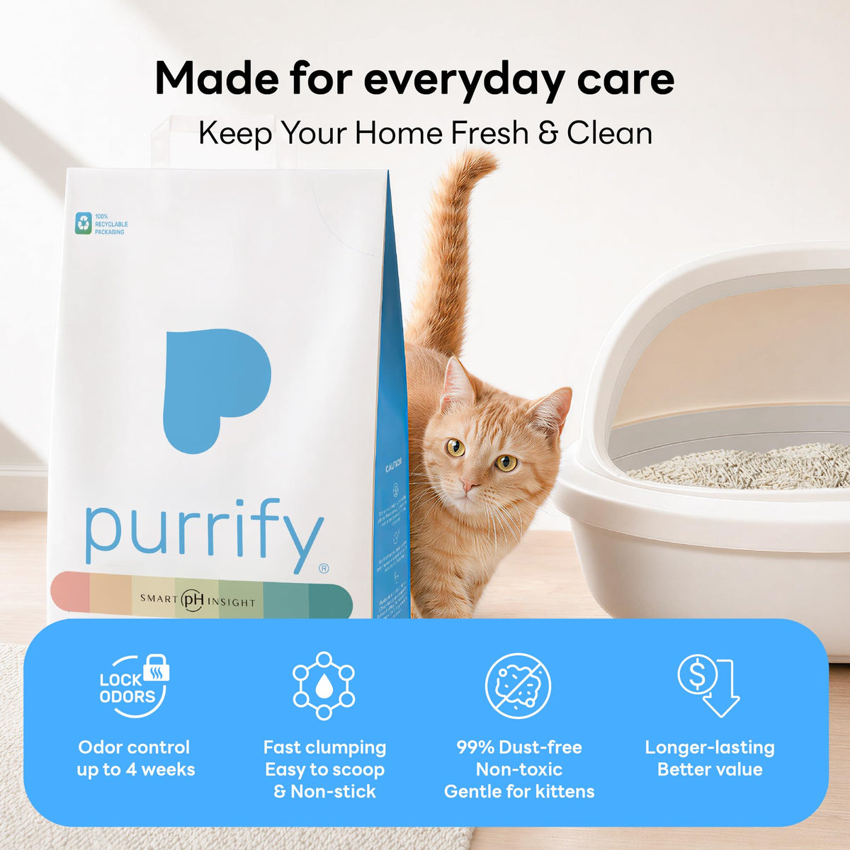 Plant-Based Tofu Cat Litter with Cassava, Color-Changing, Fast Clumping, Unscented 10 lb P771