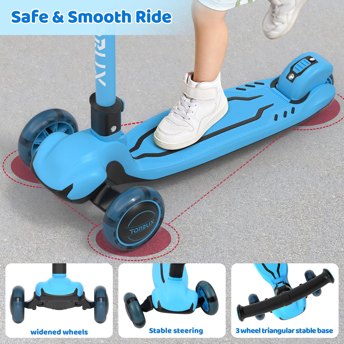 Light Up 3 Wheel Folding Kids Scooter with Adjustable Height P495