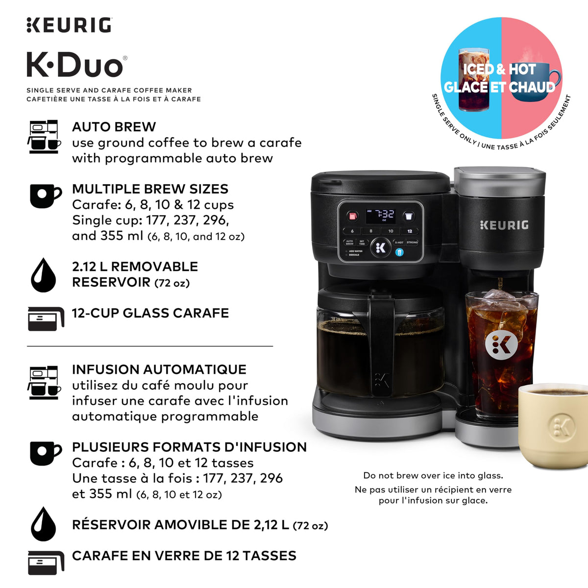 Black Single Serve K-Cup Pod & Carafe Coffee Maker I322