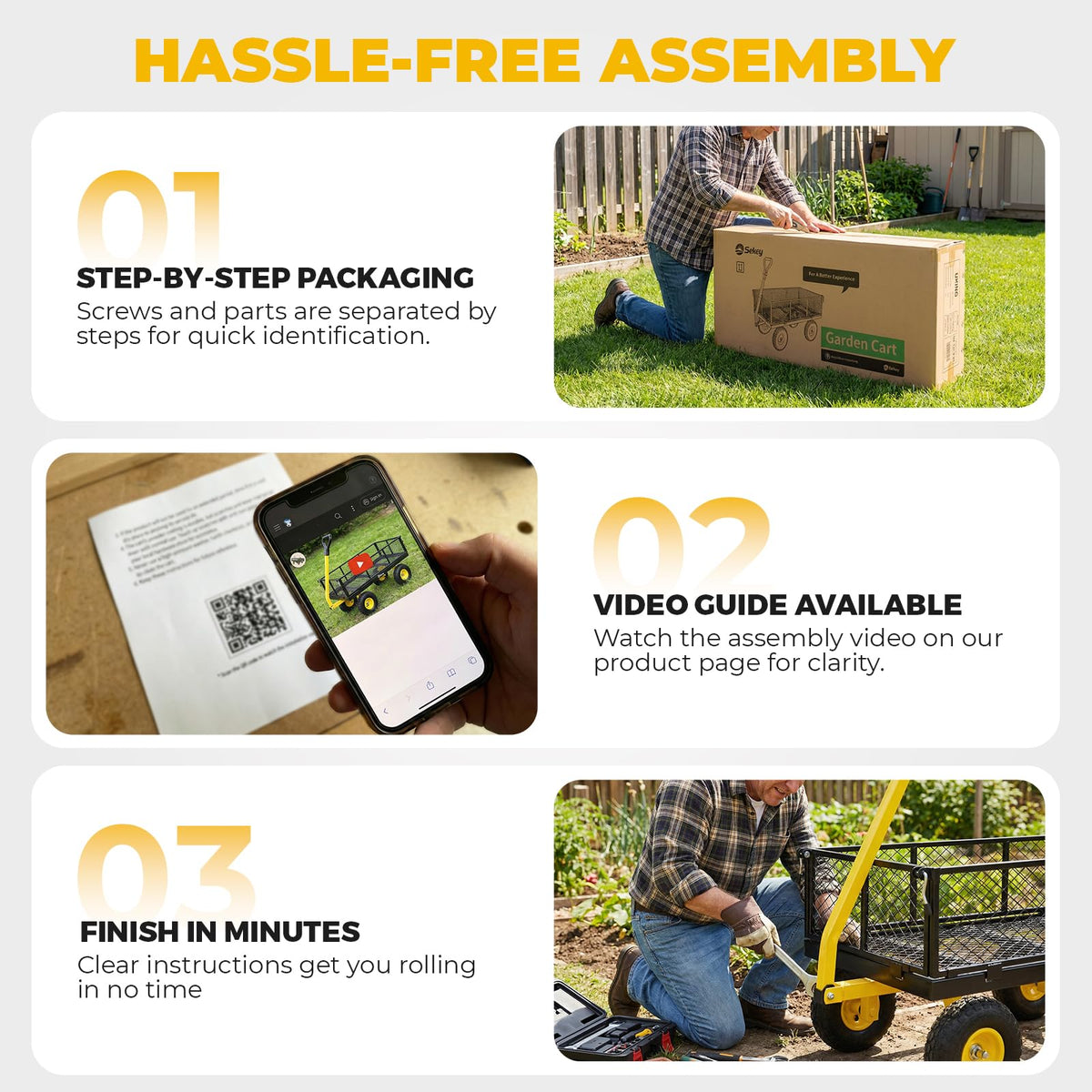 Steel Garden Cart 1000 lb Capacity Removable Sides U6321