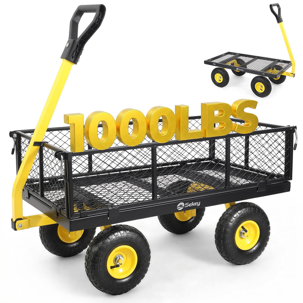Steel Garden Cart 1000 lb Capacity Removable Sides U6321