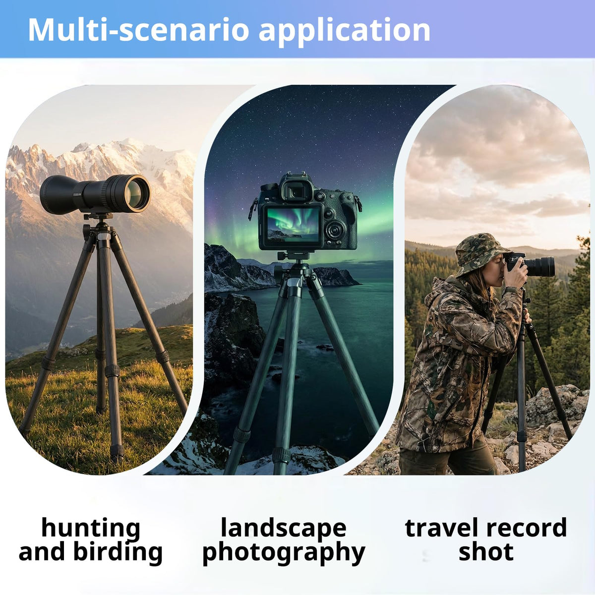Carbon Fiber Hunting Tripod with Bubble Level and Ball Head K974
