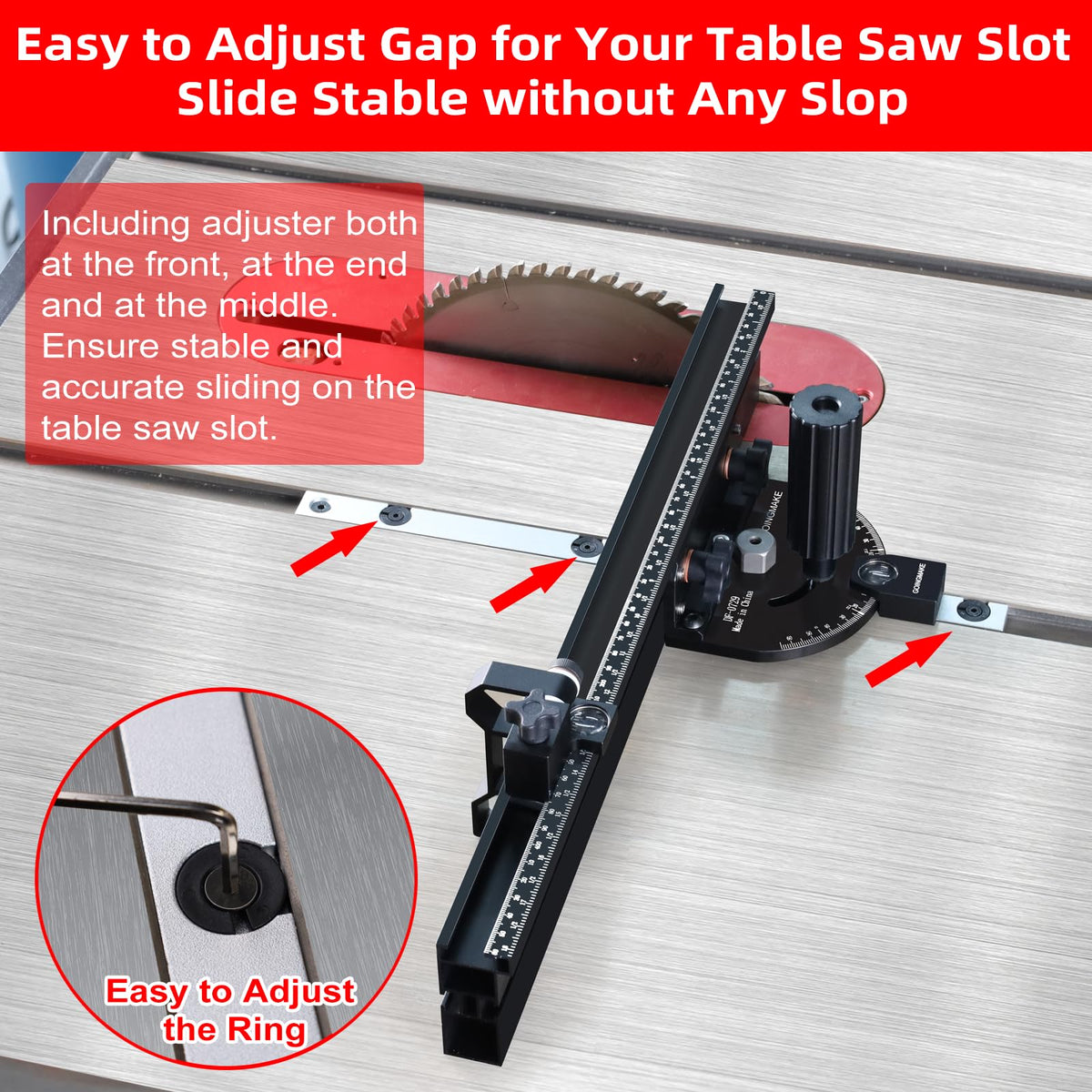 Portable Table Saw Miter Gauge with 18 Inch Fence and Flip Stop I250