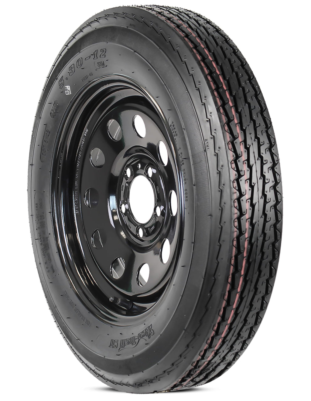 2-Pack Trailer Tire Rim Assembly 5.30-12 5 Lug Black Y2025