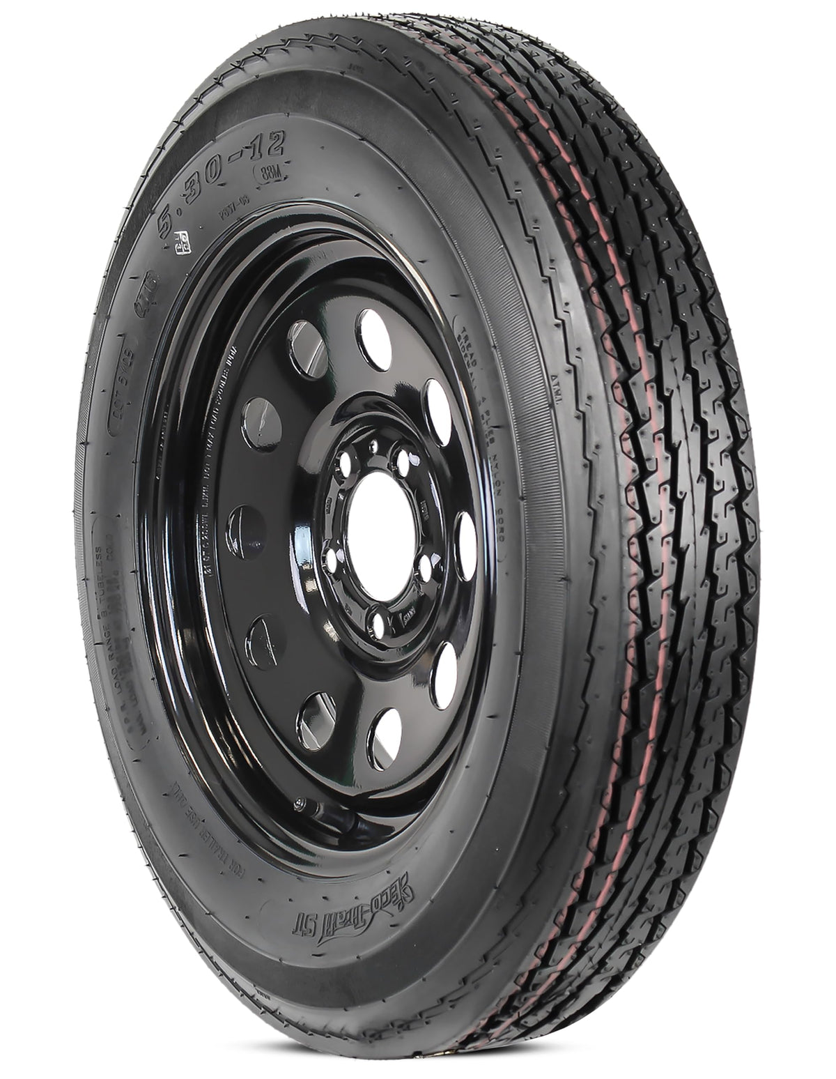 2-Pack Trailer Tire Rim Assembly 5.30-12 5 Lug Black Y2025