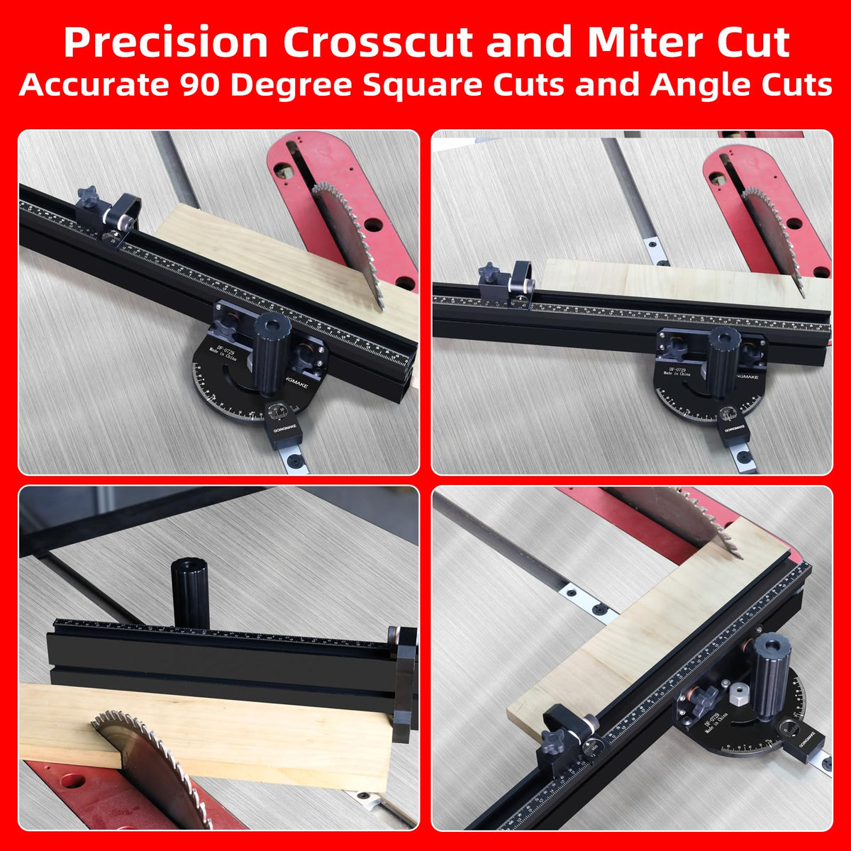 Portable Table Saw Miter Gauge with 18 Inch Fence and Flip Stop I250