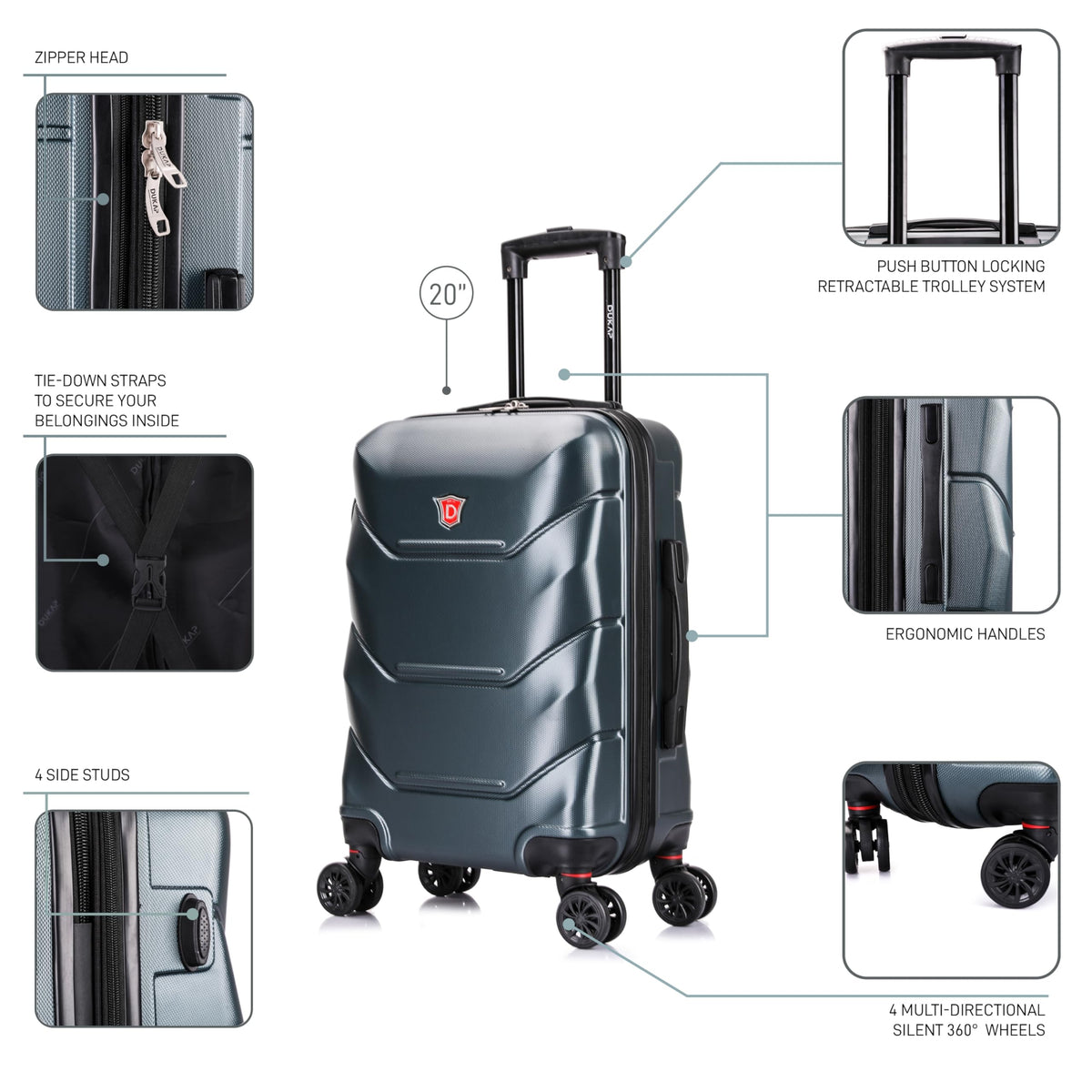 20-Inch Carry-On Hardside Spinner Luggage Green M3540