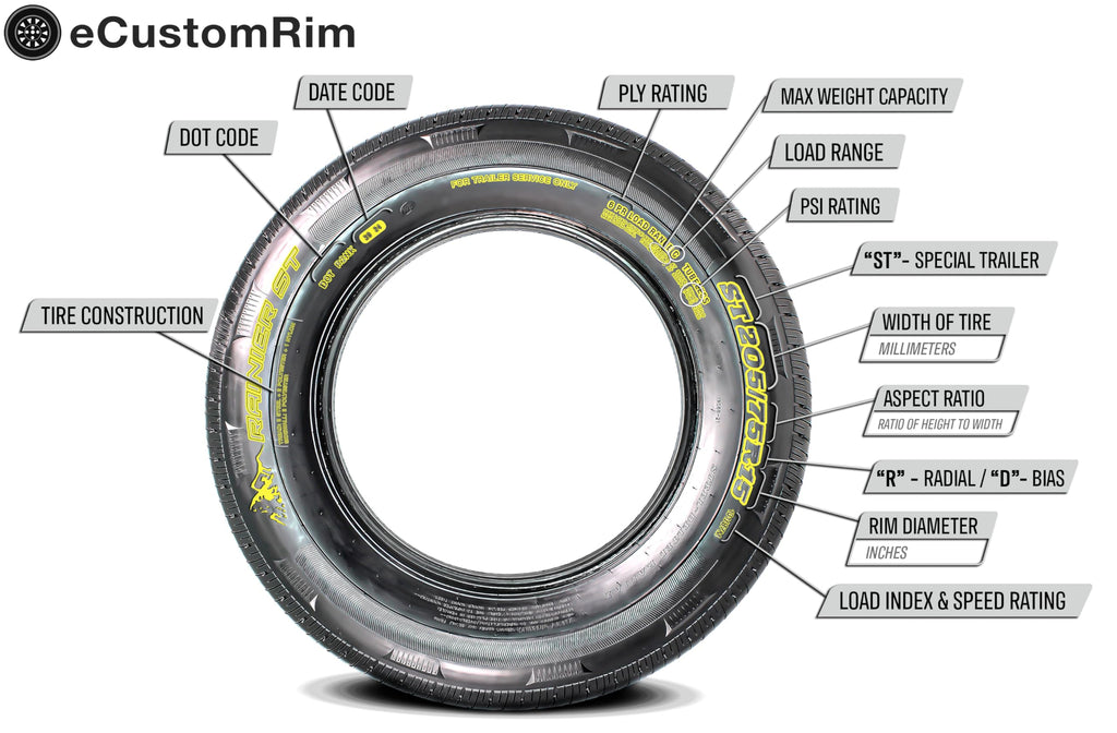 Trailer Tire Rim Assembly 5.30-12 Load C 4 Lug White I803