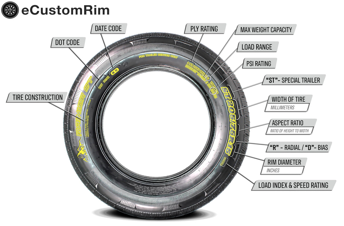 Trailer Tire Rim Assembly 5.30-12 Load C 4 Lug White I803
