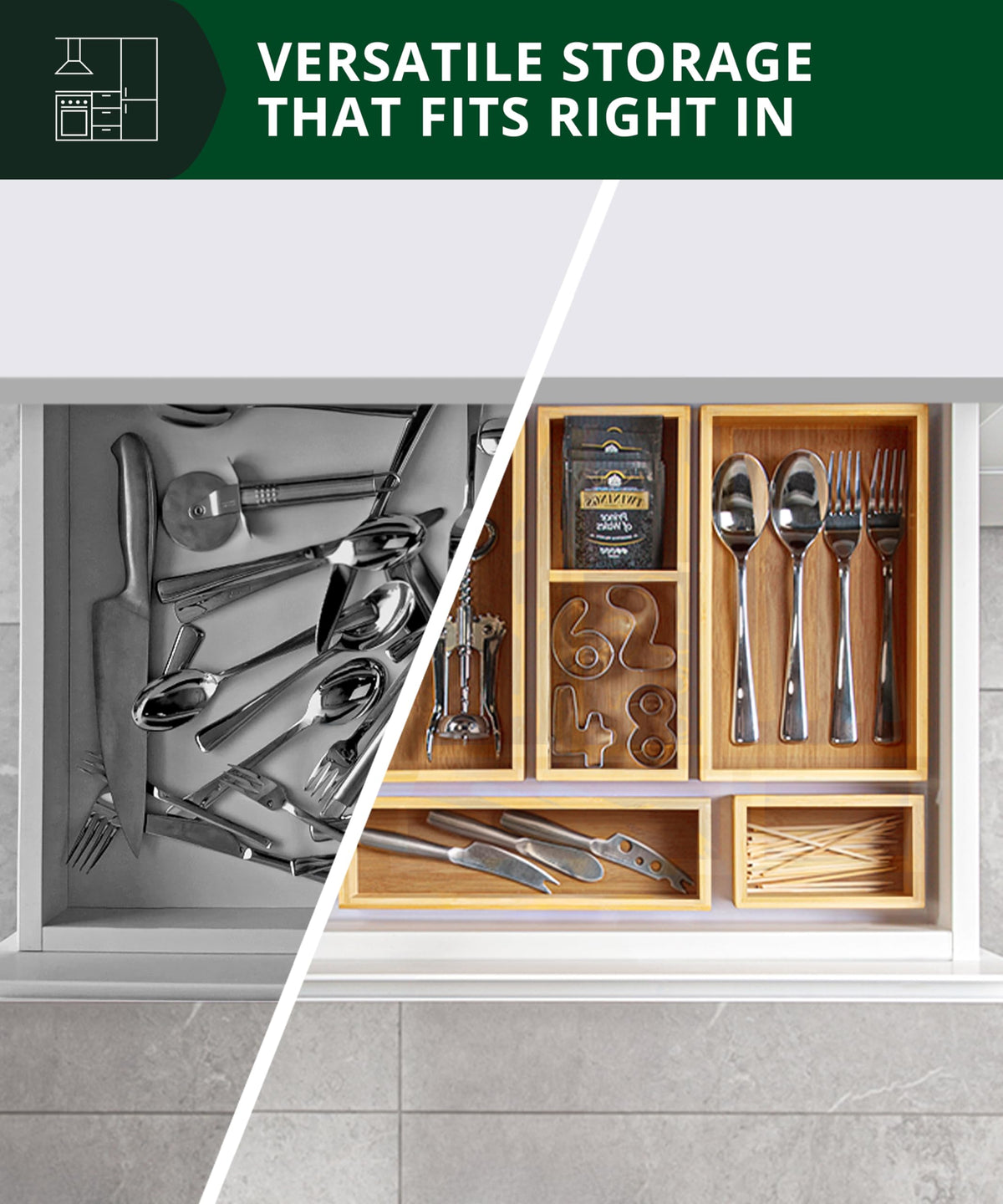 5-Piece Bamboo Drawer Organizer Set N8990