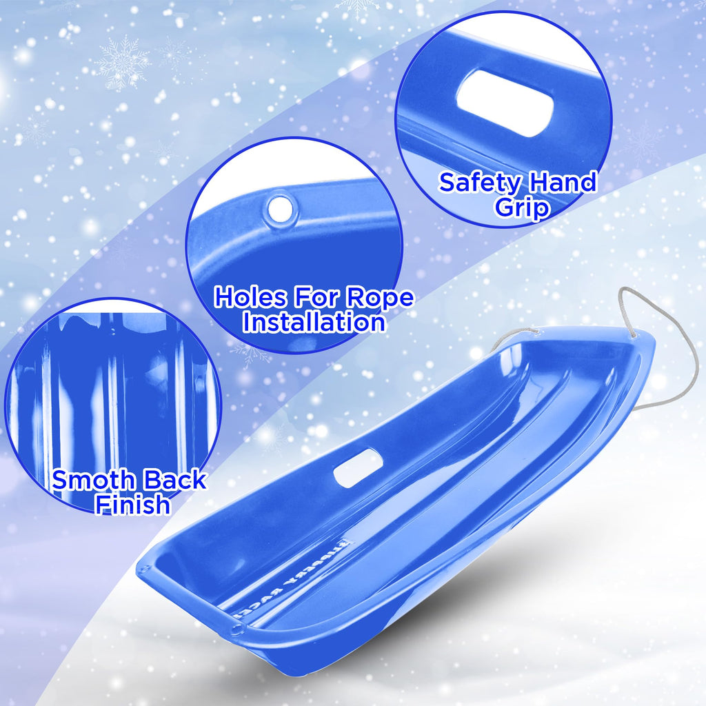Kids Plastic Snow Sled with Pull Rope and Handles C4874