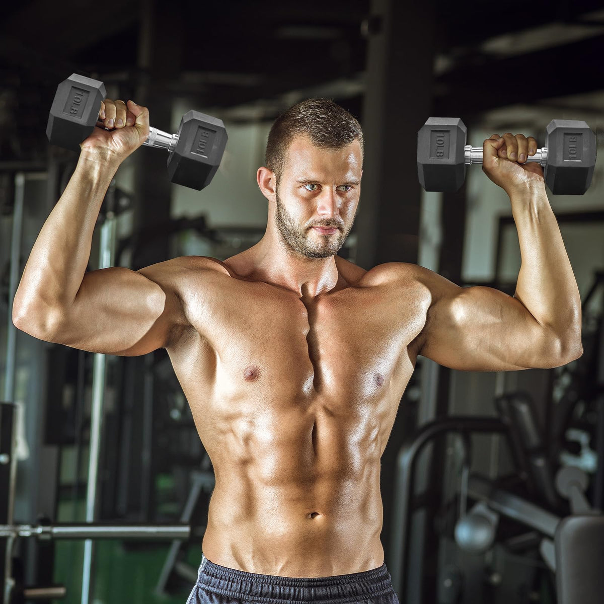 15 lb-550 lb Rubber Hex Dumbbell Set G7005