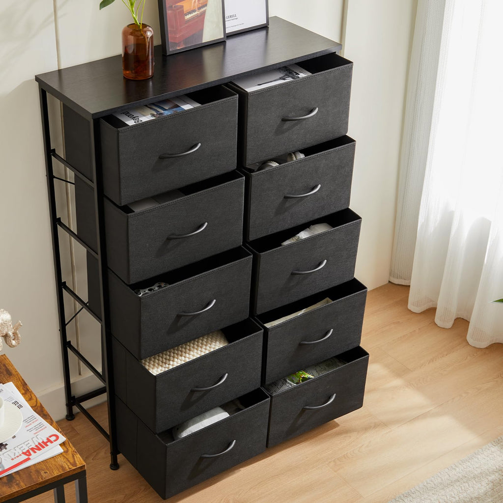 Black 10 Drawer Tall Dresser C303321