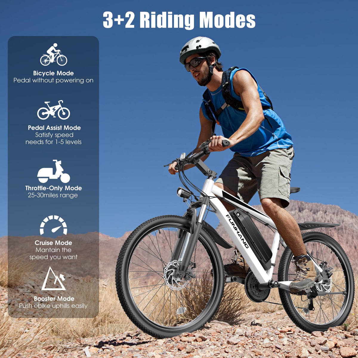 1000W 50Miles 26" Electric Mountain Bike with 48V Removable Battery X4369