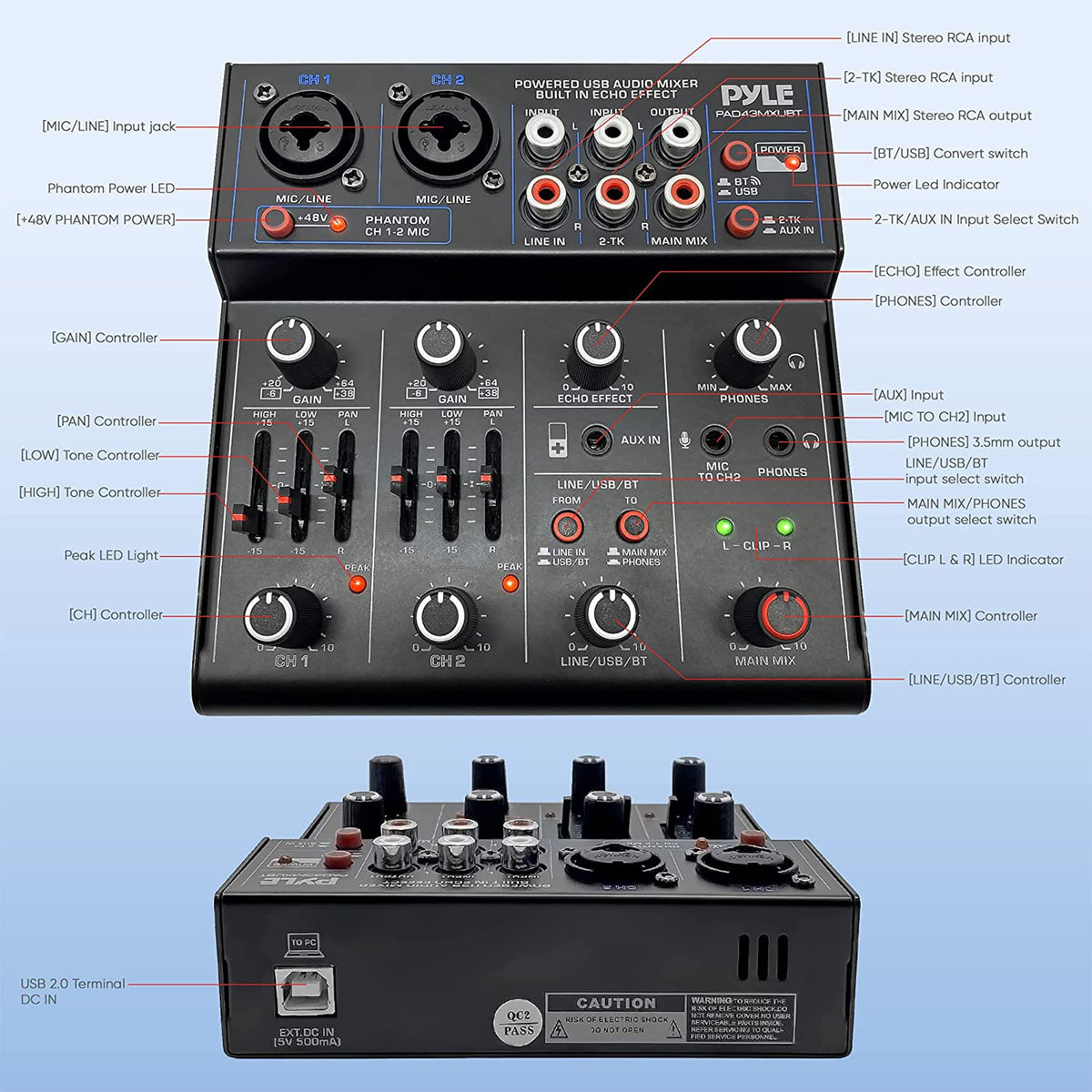 4 Channel Bluetooth Audio Mixer Z63310