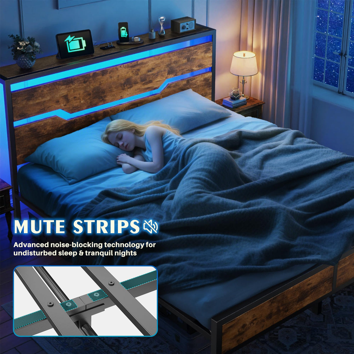 Queen Bed Frame with Headboard J7002