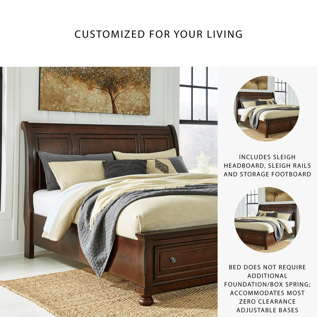Cal King Sleigh Bed Frame with Storage C384