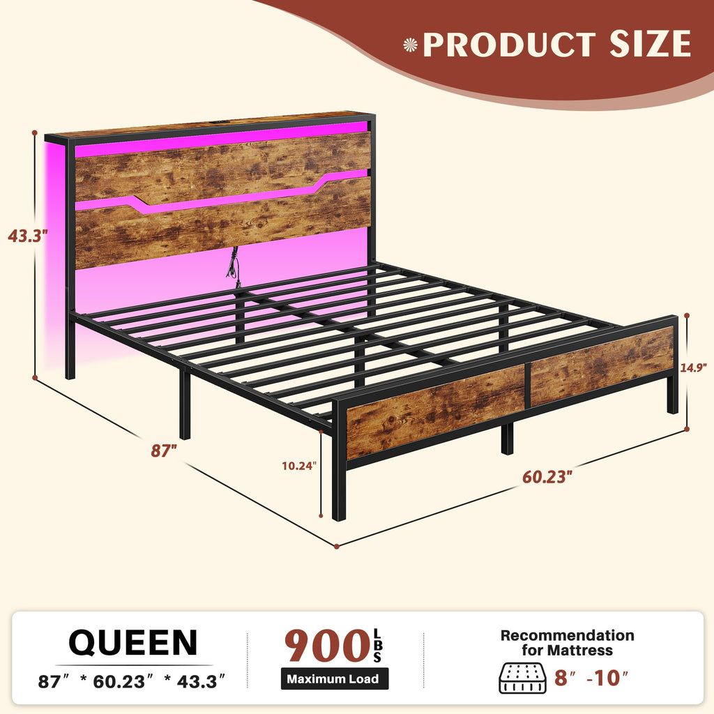 Queen Bed Frame with Headboard J7002