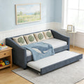 Twin Size Upholstered Daybed Frame with Trundle, Dark Grey O853682