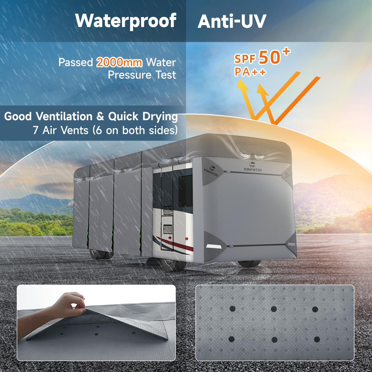 Class A RV Cover 7 Layers 34'-37' Windproof Waterproof J21330