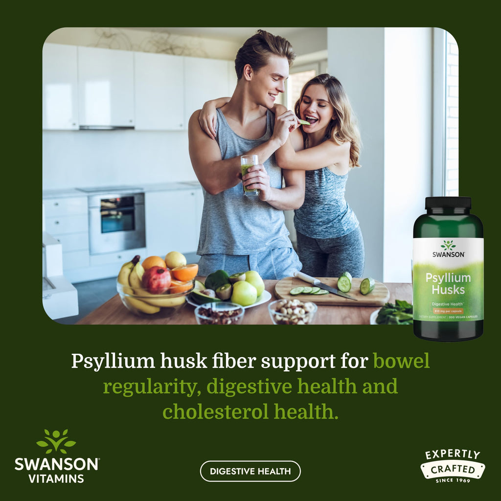 Psyllium Husk Dietary Fiber Supplement, 610 mg, 300 Capsules C32809