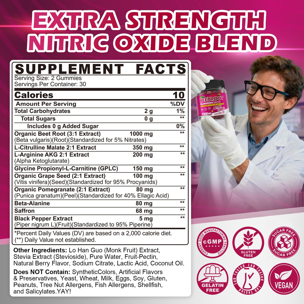 Sugar Free Beet Root Gummies with L-Citrulline & L-Arginine N417