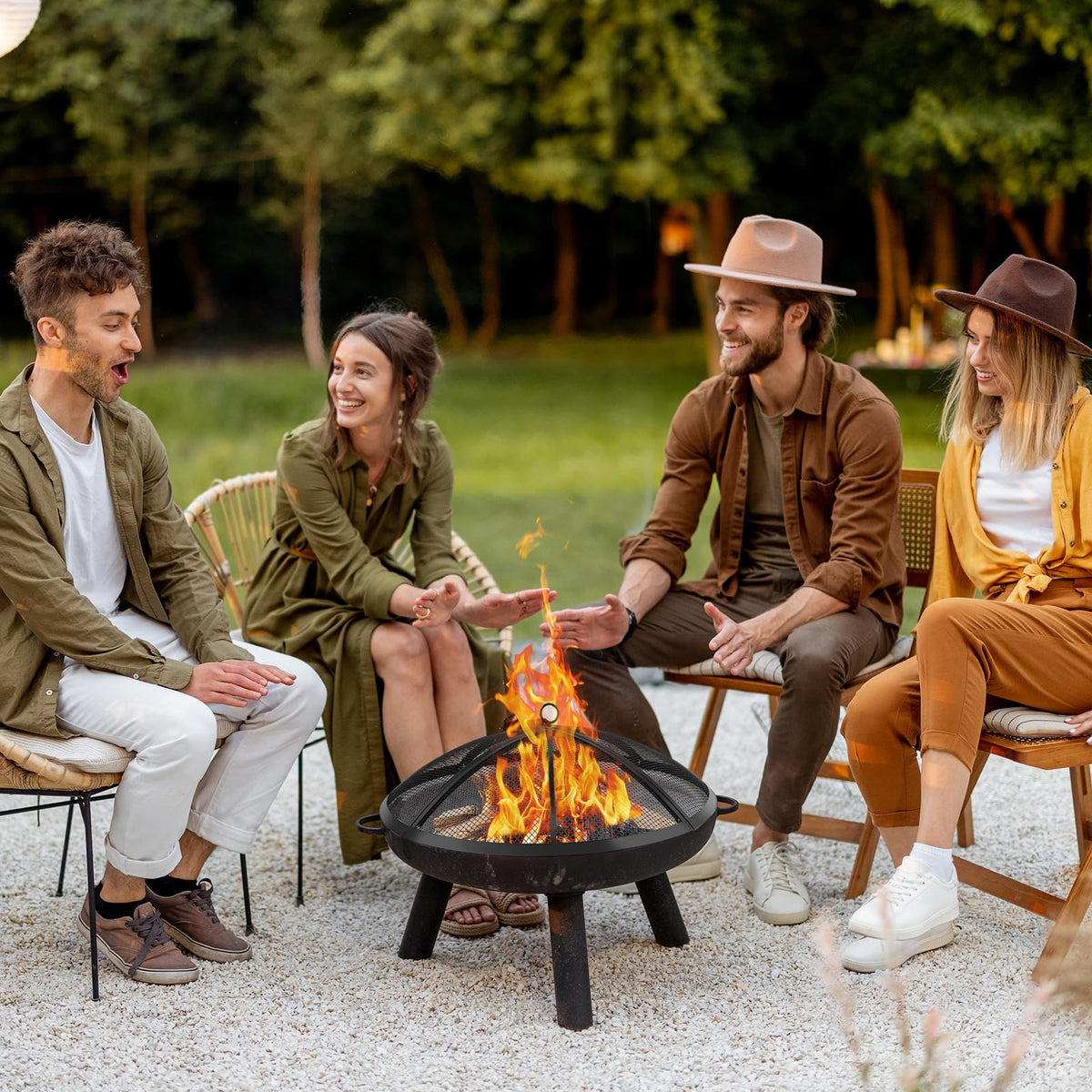 30 Inch Round Fire Pit Screen with Handle & Poker H317