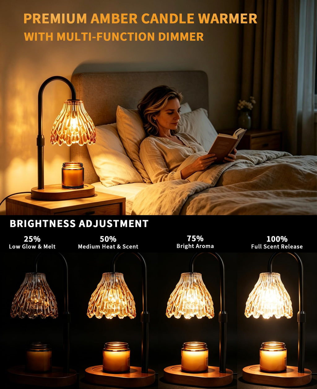 Glass Candle Warmer Lamp with Timer & Dimmer W62489