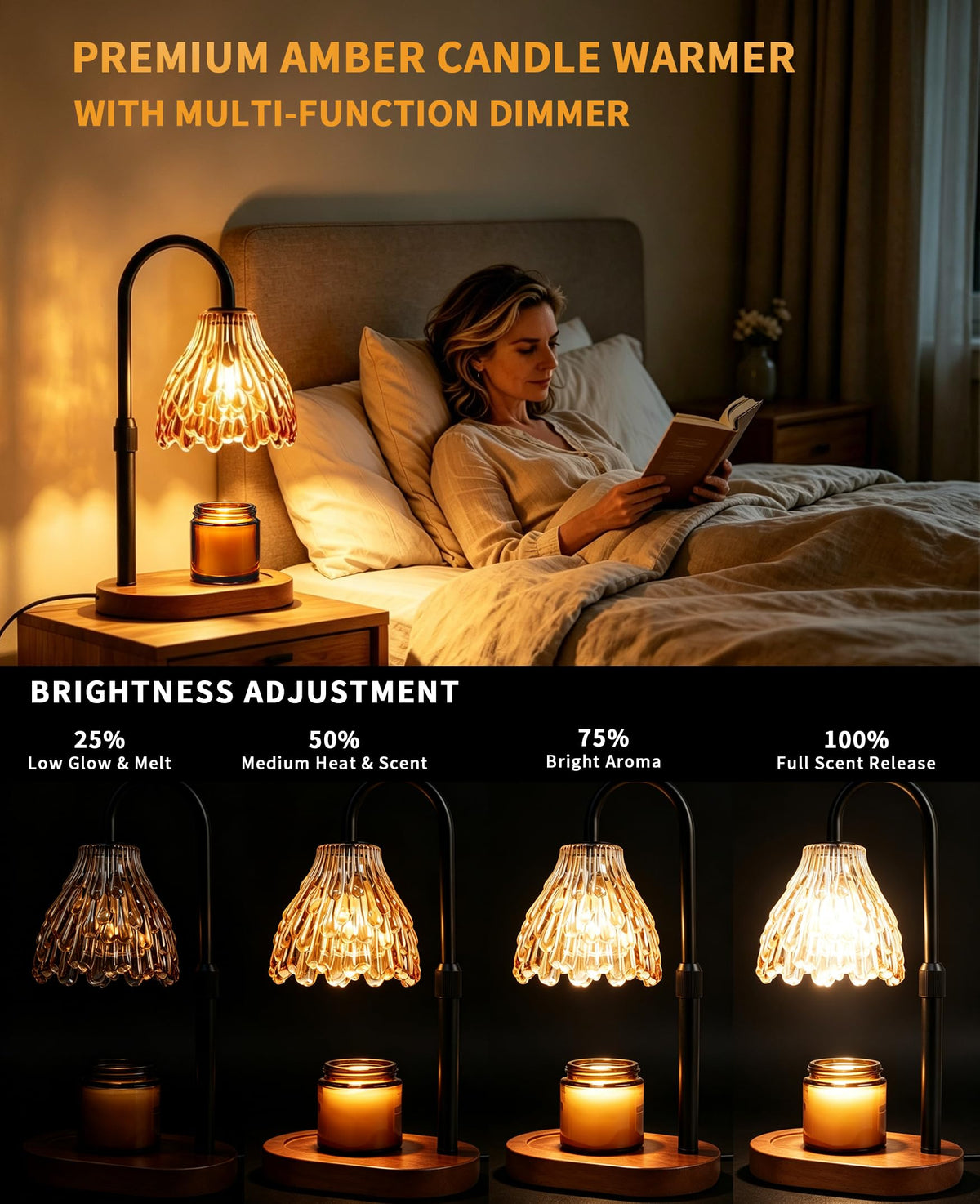 Glass Candle Warmer Lamp with Timer & Dimmer W62489