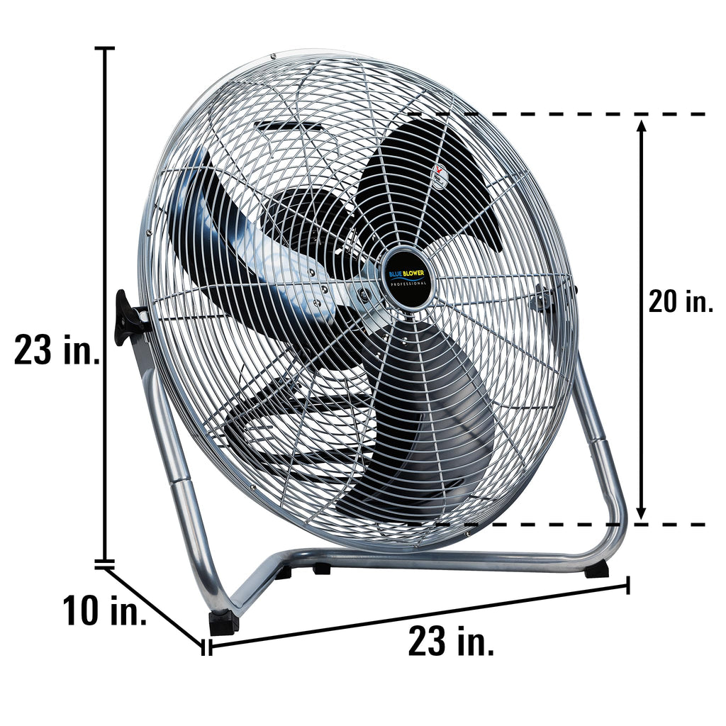 Blue 20 Inch High Velocity 4600 CFM 3 Speed Floor Fan E2562