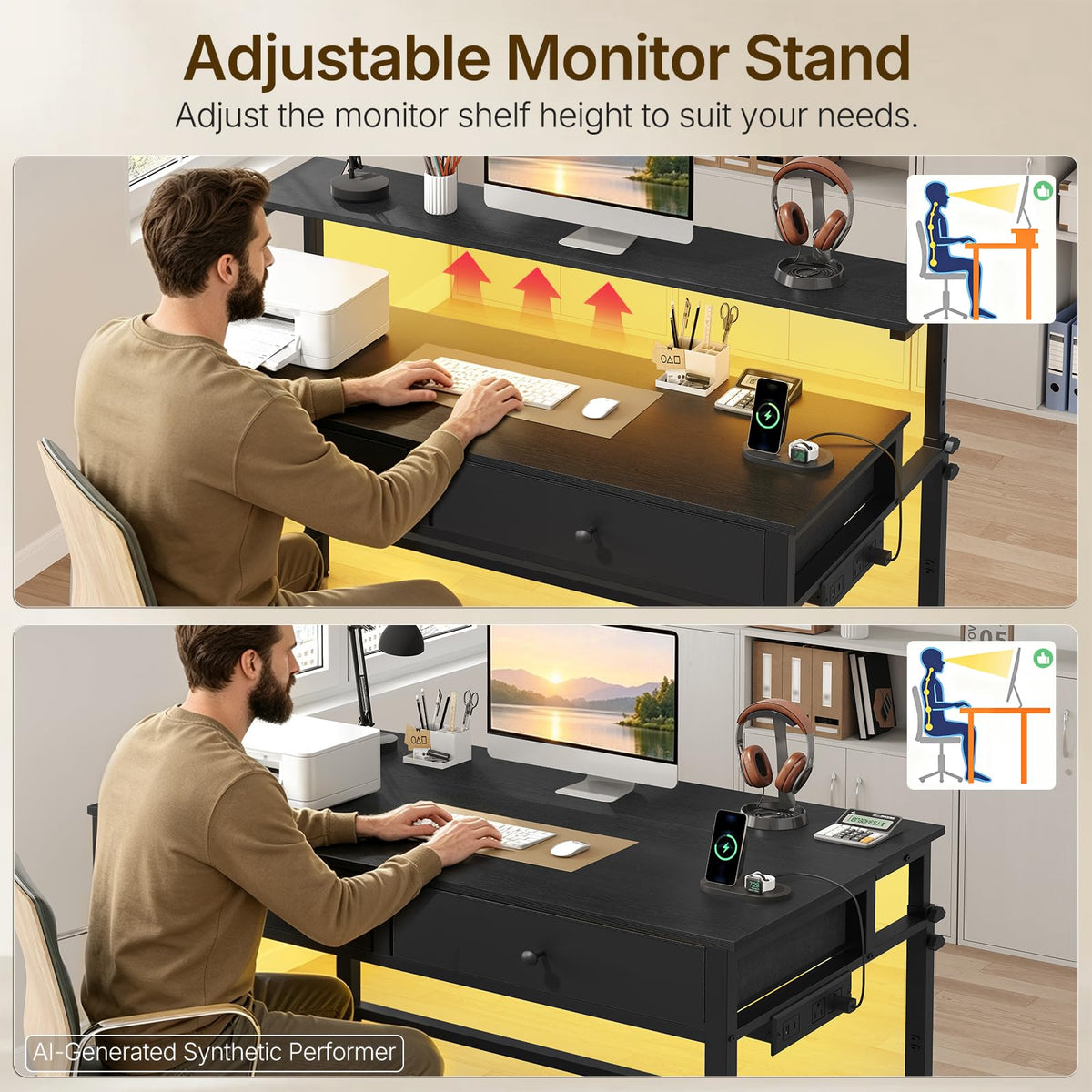 Computer Desk with Monitor Stand C422377