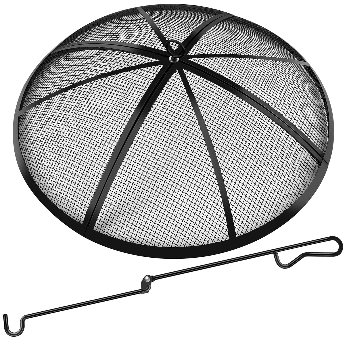 30 Inch Round Fire Pit Screen with Handle & Poker H317