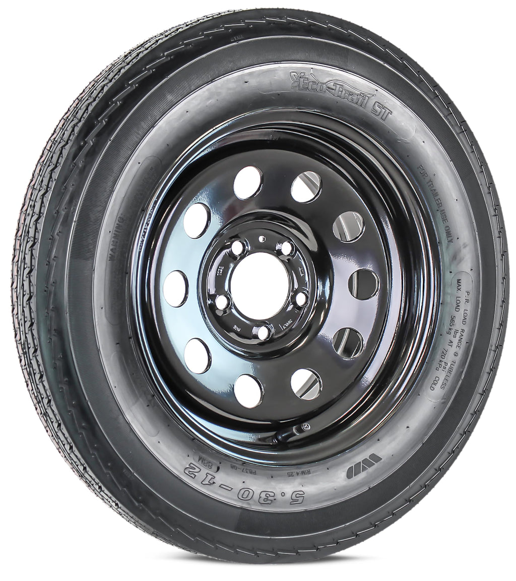 2-Pack Trailer Tire Rim Assembly 5.30-12 5 Lug Black Y2025