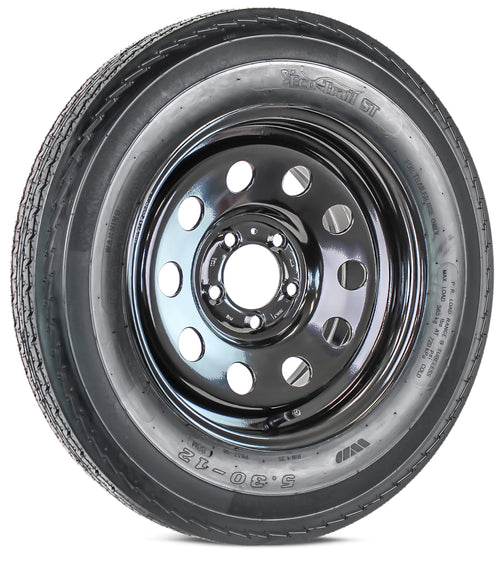 2-Pack Trailer Tire Rim Assembly 5.30-12 5 Lug Black Y2025