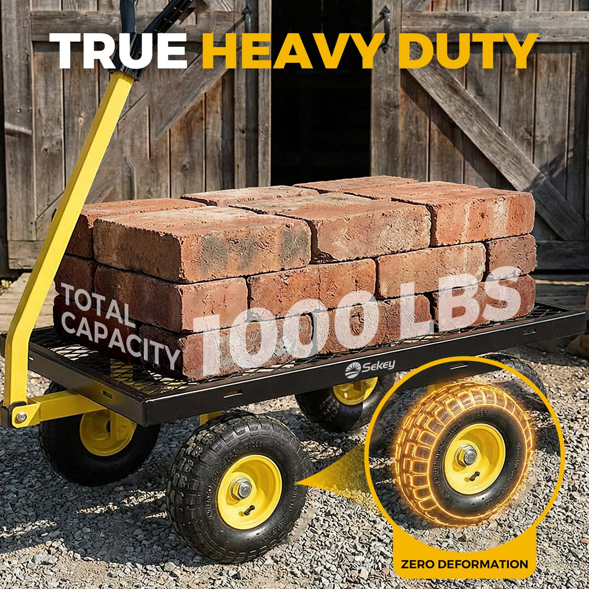 Steel Garden Cart 1000 lb Capacity Removable Sides U6321