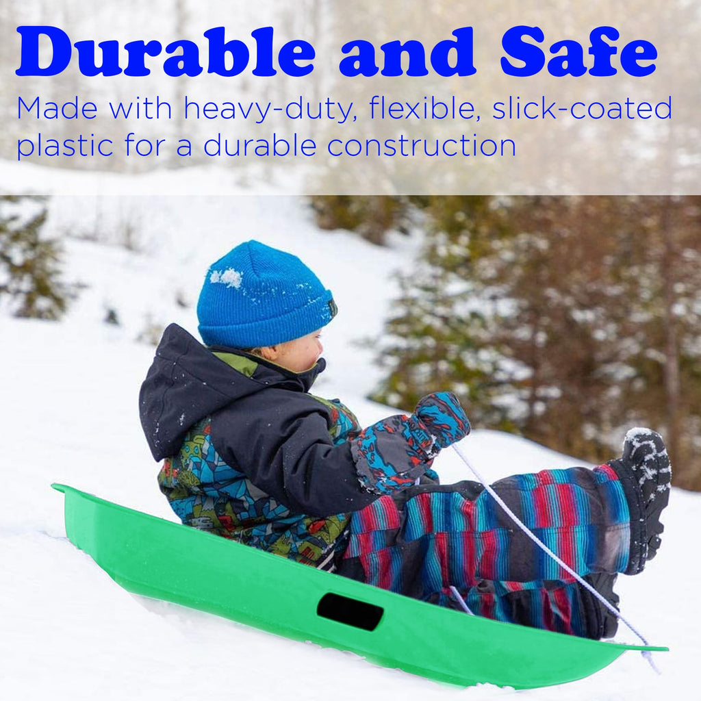 Kids Plastic Snow Sled with Pull Rope and Handles C4874
