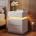 LED Nightstand with Charging Station, 3 Drawers N889624