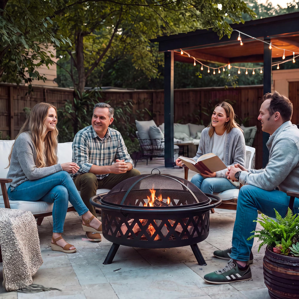 42” Wood Burning Patio Fire Pit with Spark Screen J24822