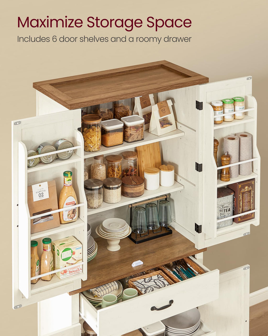 Freestanding Tall Pantry Cabinet with Drawer K8523