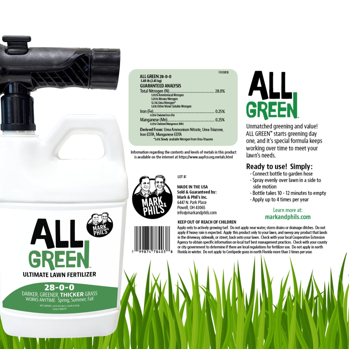 Liquid Lawn Fertilizer 28-0-0 64 oz Hose End Sprayer G44848
