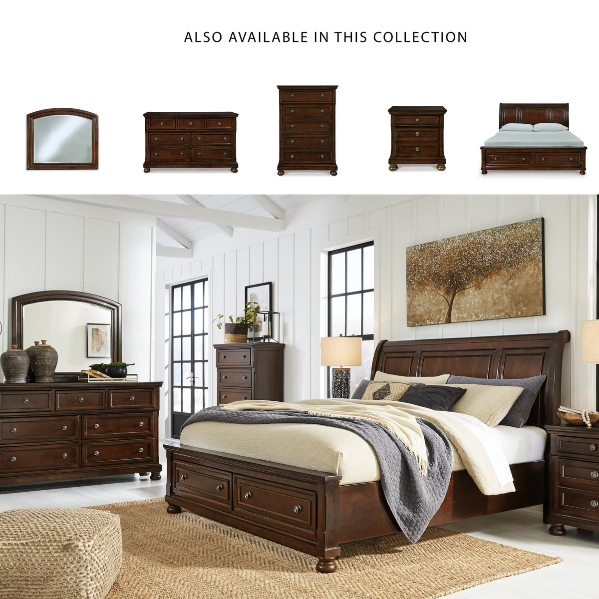 Cal King Sleigh Bed Frame with Storage C384