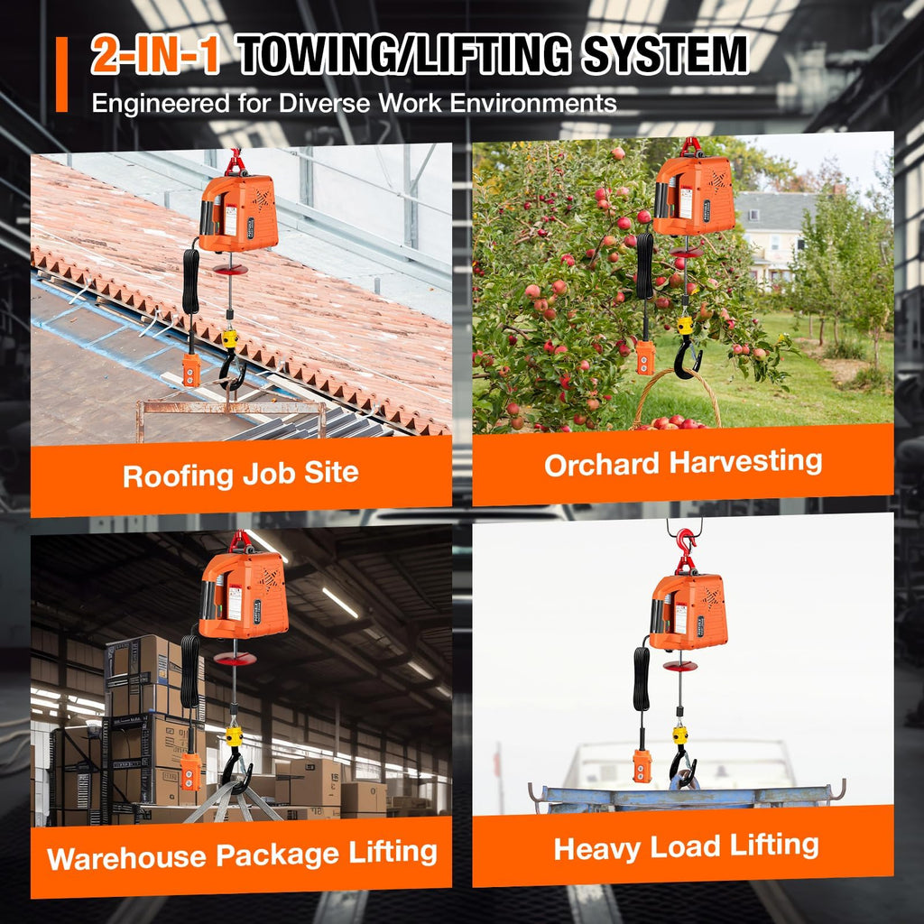 3 in 1 Electric Hoist Winch 2200 lbs 110/120V 25ft V3757