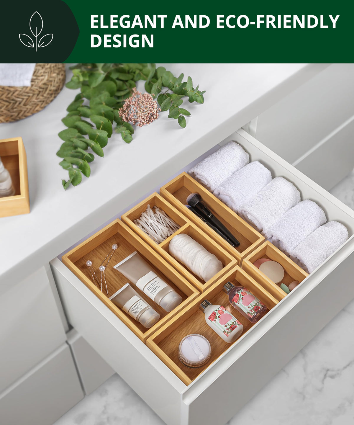 5-Piece Bamboo Drawer Organizer Set N8990