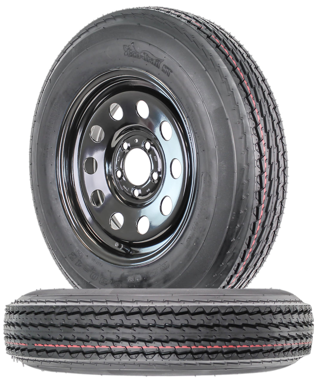 2-Pack Trailer Tire Rim Assembly 5.30-12 5 Lug Black Y2025