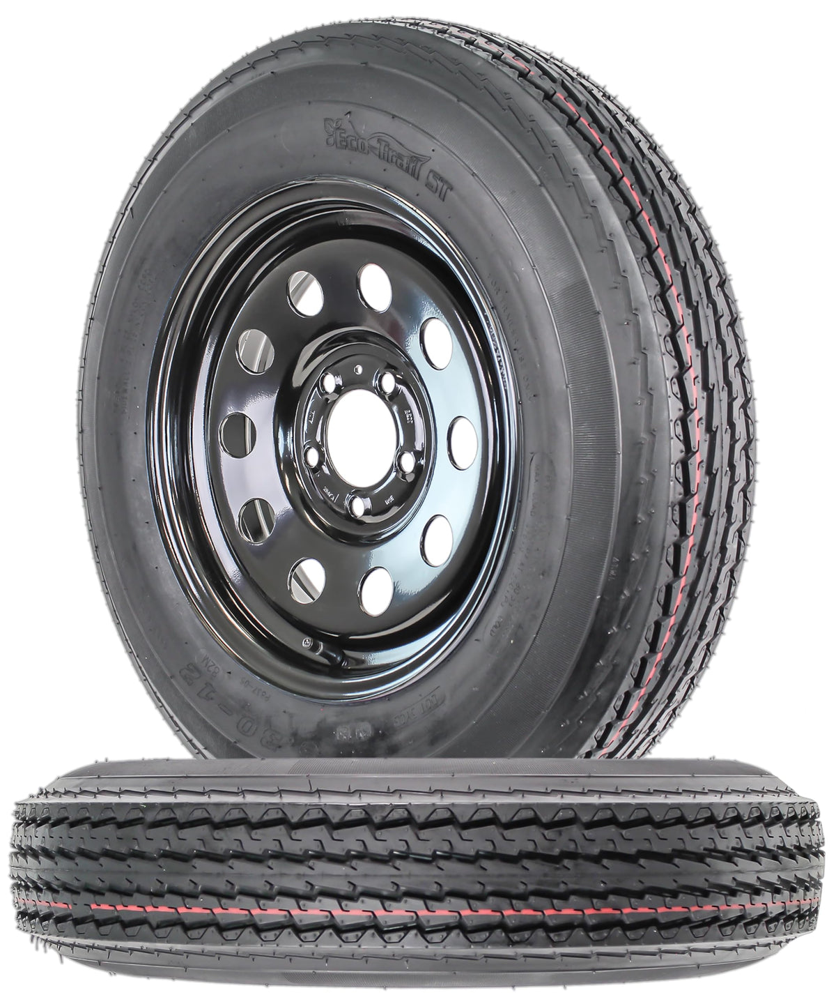 2-Pack Trailer Tire Rim Assembly 5.30-12 5 Lug Black Y2025