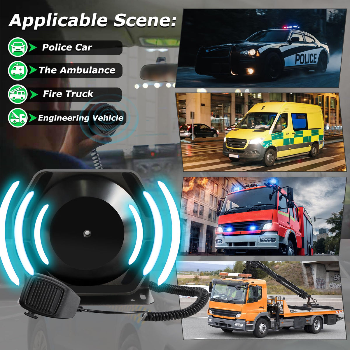 8 Tones Emergency Siren PA System J815