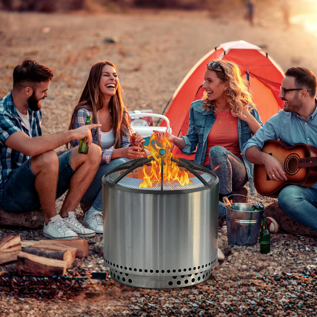 30 Inch Round Fire Pit Screen with Handle & Poker H317