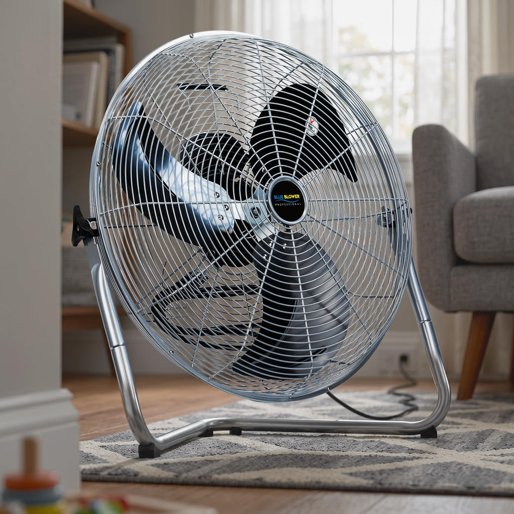 Blue 20 Inch High Velocity 4600 CFM 3 Speed Floor Fan E2562