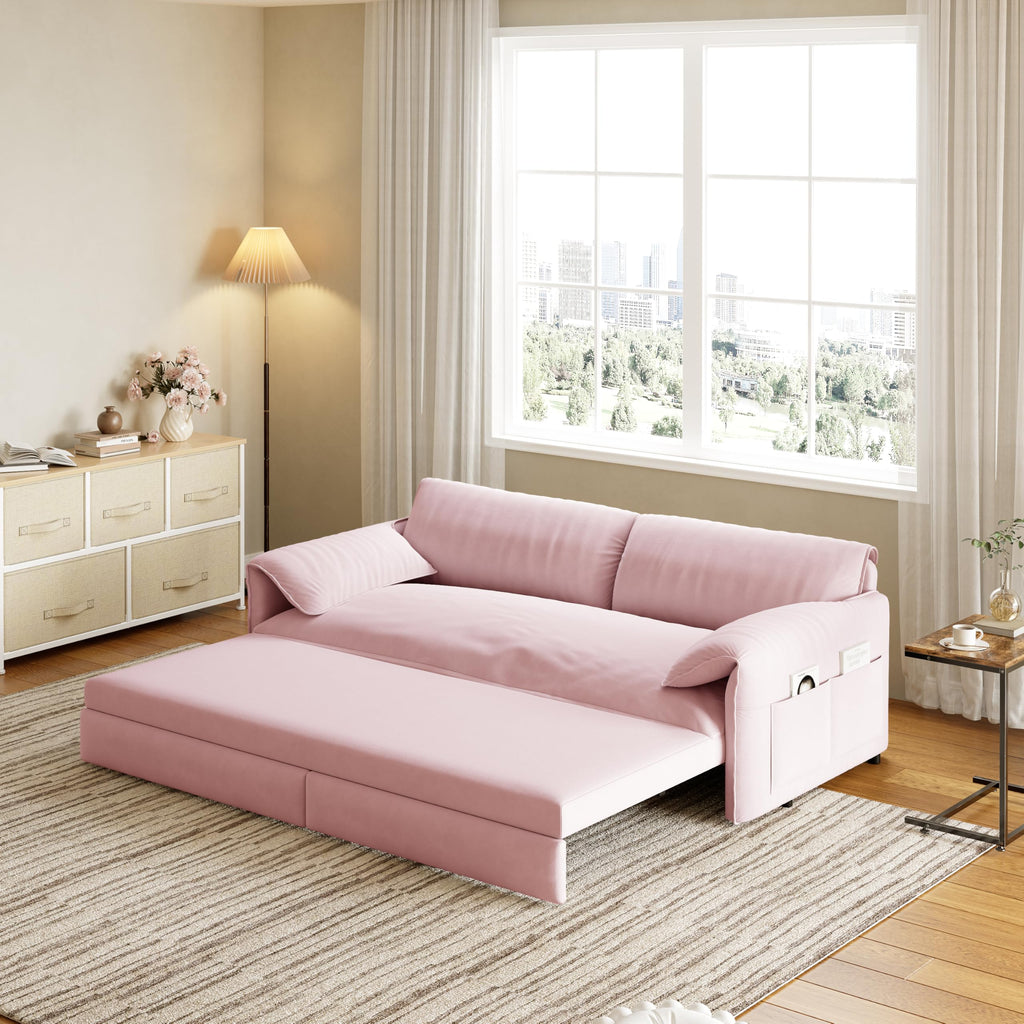 Queen Size Velvet Sleeper Sofa Bed D3580